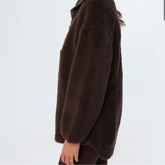 NWOT Varley Stratton Brown Teddy Fleece Jacket Quarter Zip Jacket - Picture 9 of 10